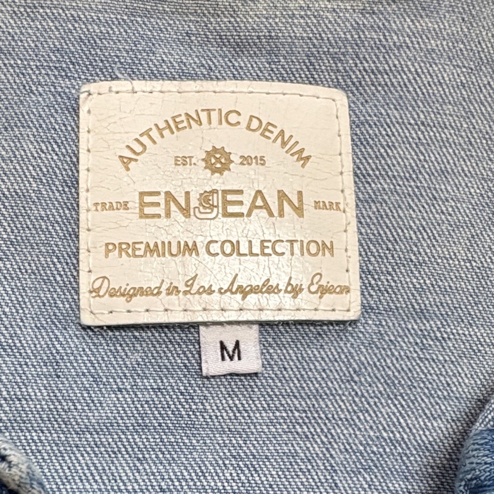 Engean Light Blue Distressed Denim Jacket, M - Picture 2 of 9